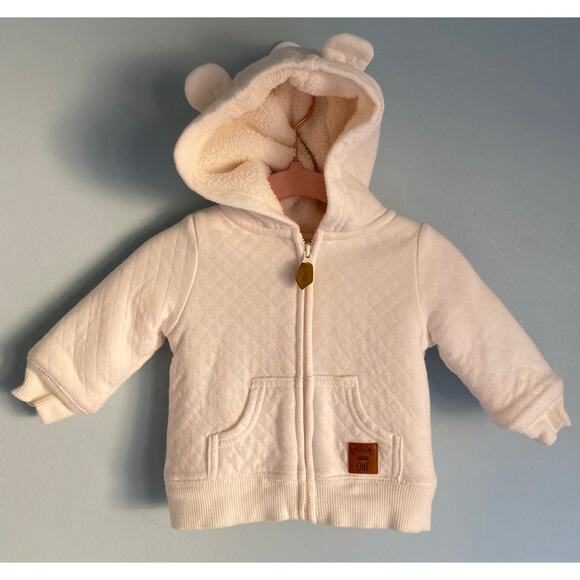 Carter's Fleece Lined Quilted Jacket White Infant 0-3 Months - Picture 1 of 5